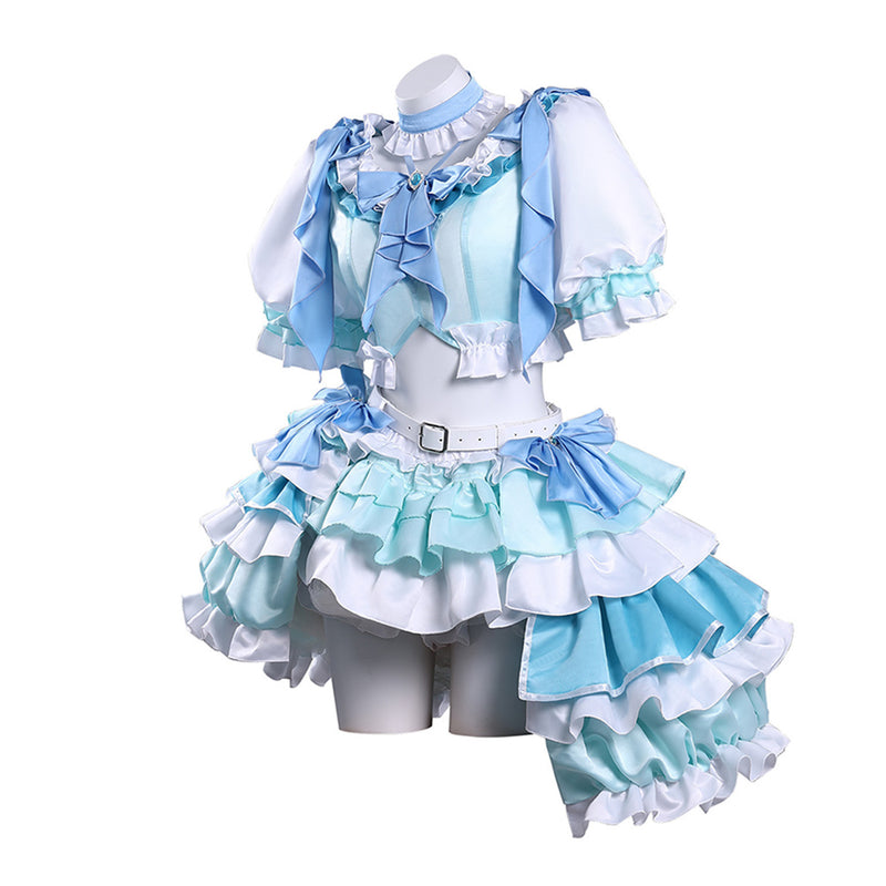 blue dress cosplay Puella Magi Madoka Magica Miki Sayaka Magic Girl Lolita Halloween Carnival Party Costume belle blue dress costume Formal Wear Dresses Black UK6 duty twill liner for Color:Black and Dark Green