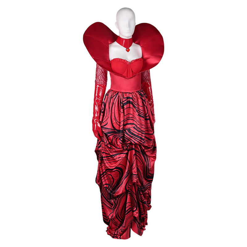 Queen Of Hearts Women Red Dress Carnival Halloween Cosplay Costume