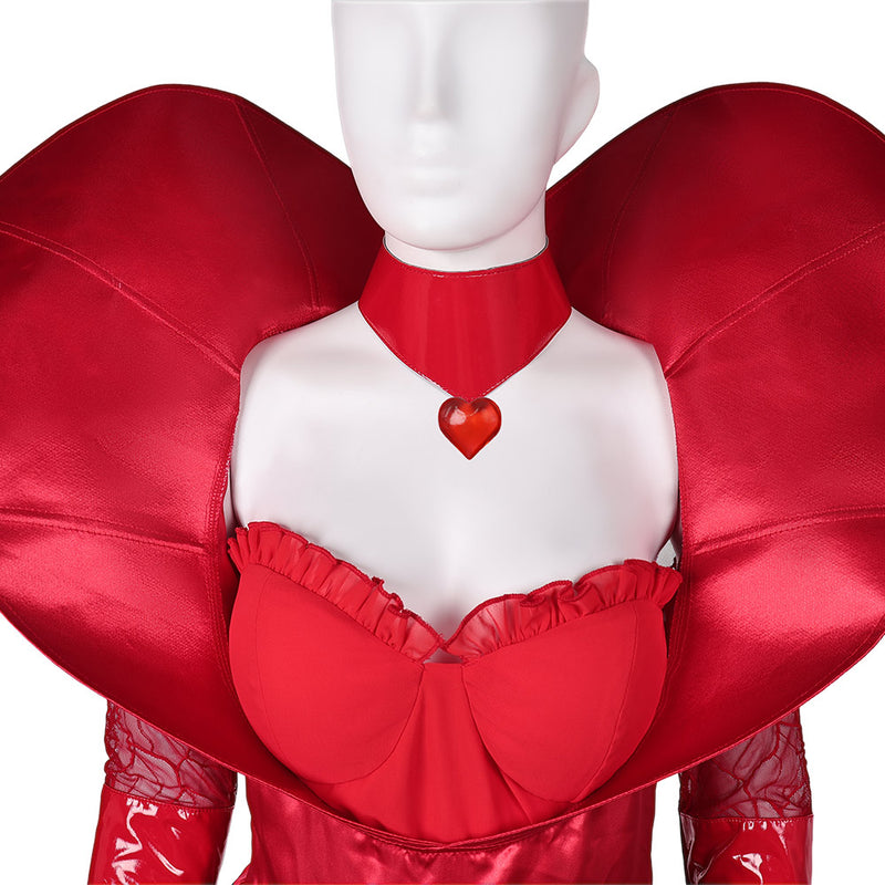 Queen Of Hearts Women Red Dress Carnival Halloween Cosplay Costume