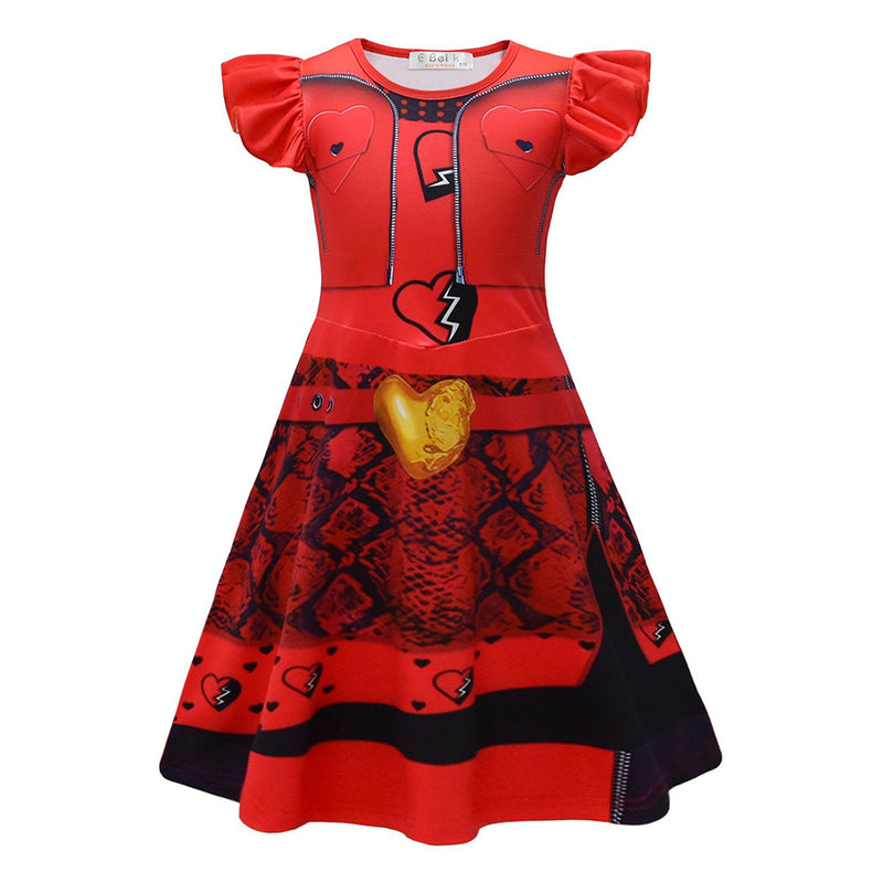 Red Kids Children Red Dress Outfit Party Carnival Halloween Cosplay Costume