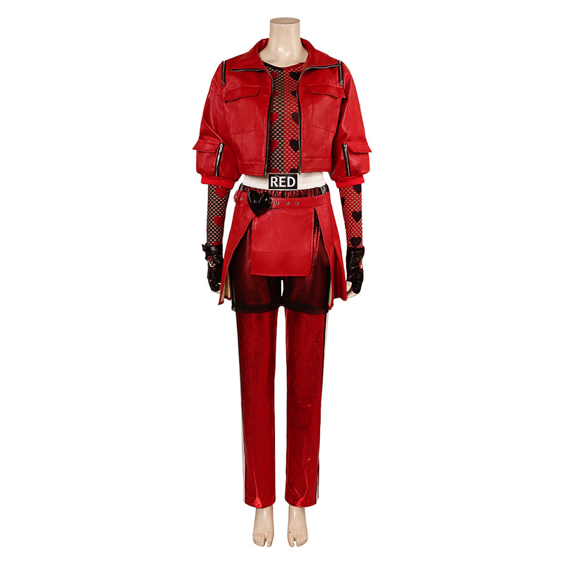 Red Women Red Top Pants Full Set Outfit Party Carnival Halloween Cosplay Costume