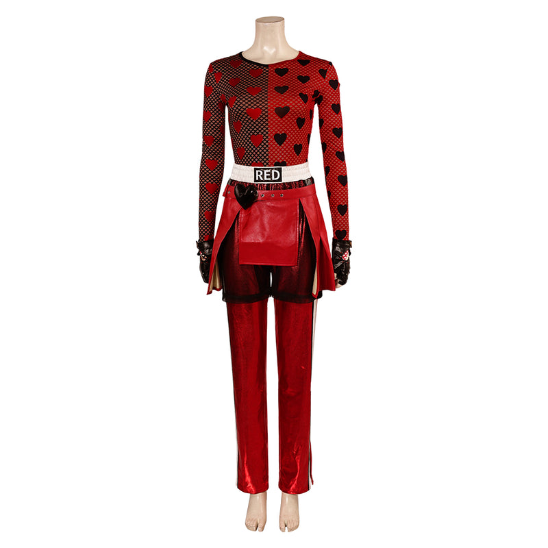 Red Women Red Top Pants Full Set Outfit Party Carnival Halloween Cosplay Costume