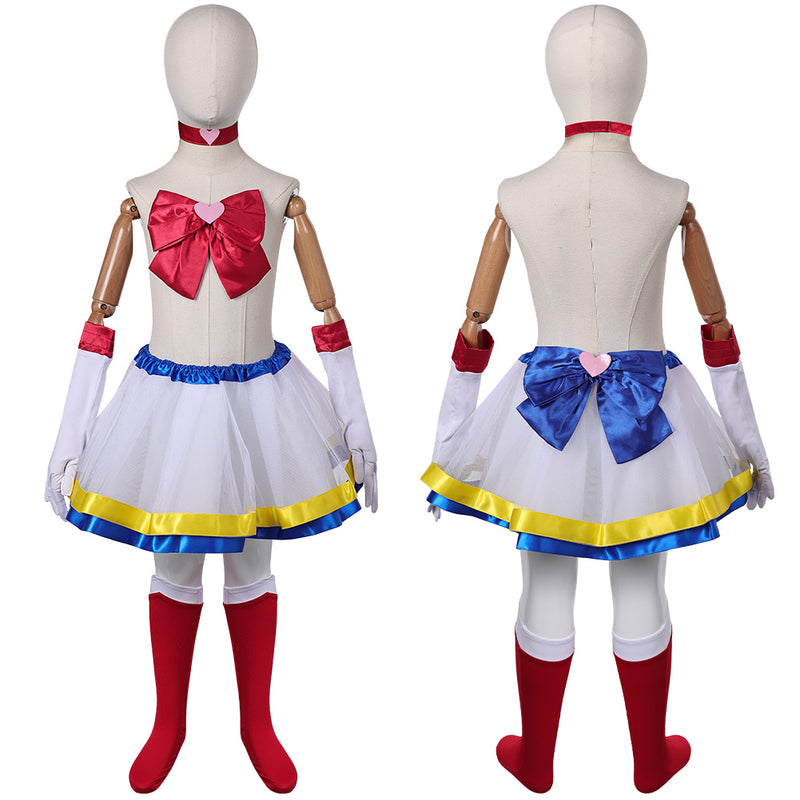 Sailor Moon Hino Rei Kids Children White Tutu Dress Carnival Halloween Cosplay Costume