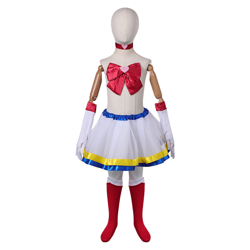 Sailor Moon Hino Rei Kids Children White Tutu Dress Carnival Halloween Cosplay Costume