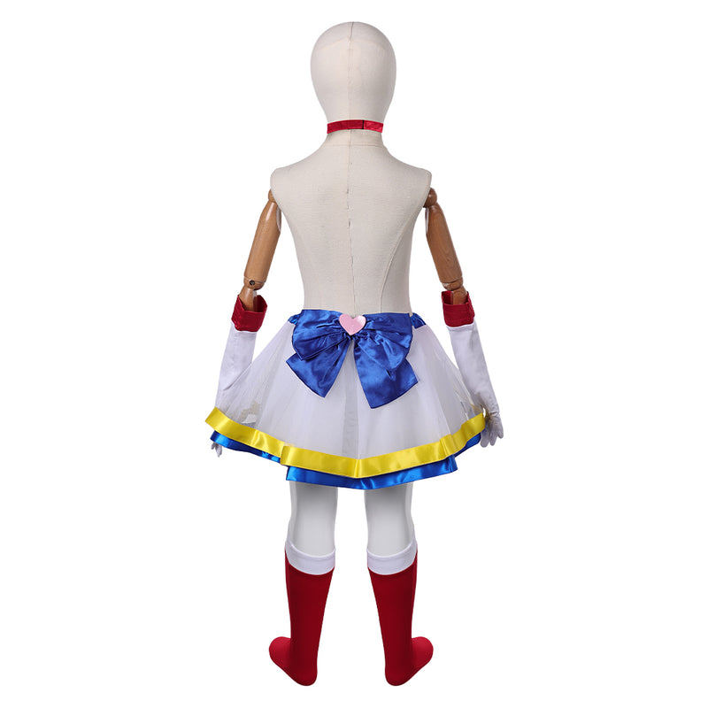 Sailor Moon Hino Rei Kids Children White Tutu Dress Carnival Halloween Cosplay Costume