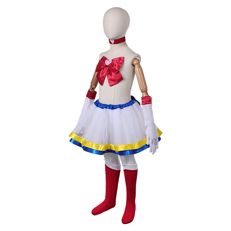 Sailor Moon Hino Rei Kids Children White Tutu Dress Carnival Halloween Cosplay Costume