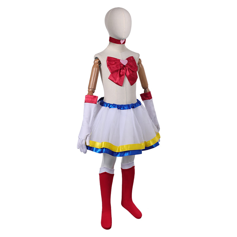 Sailor Moon Hino Rei Kids Children White Tutu Dress Carnival Halloween Cosplay Costume