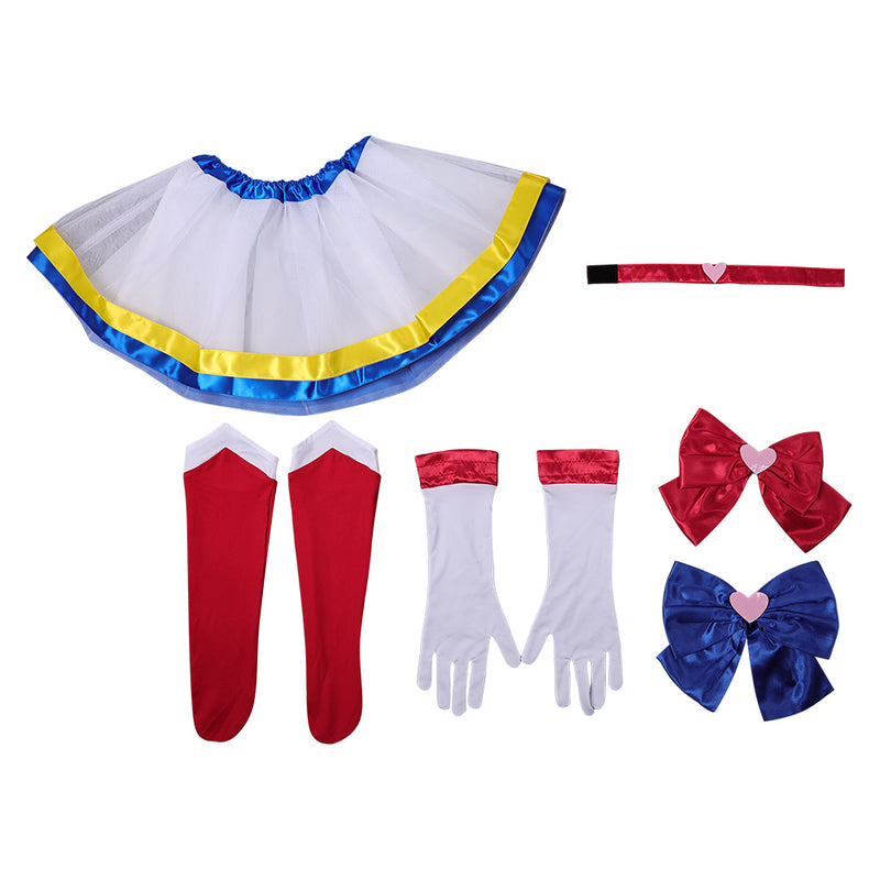 Sailor Moon Hino Rei Kids Children White Tutu Dress Carnival Halloween Cosplay Costume