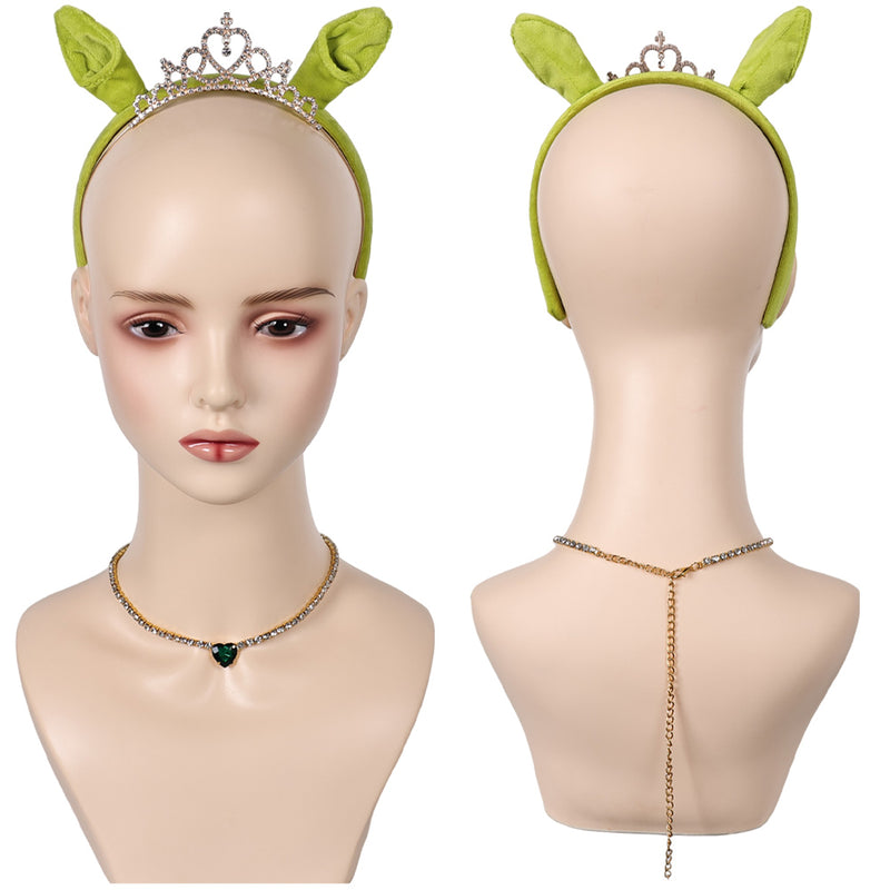 Shrek Movie Fiona Cosplay Headband Necklace Set Halloween Carnival Costume Accessories