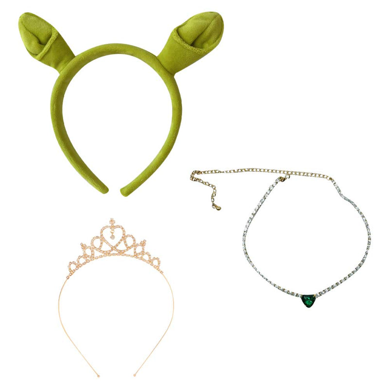 Shrek Movie Fiona Cosplay Headband Necklace Set Halloween Carnival Costume Accessories