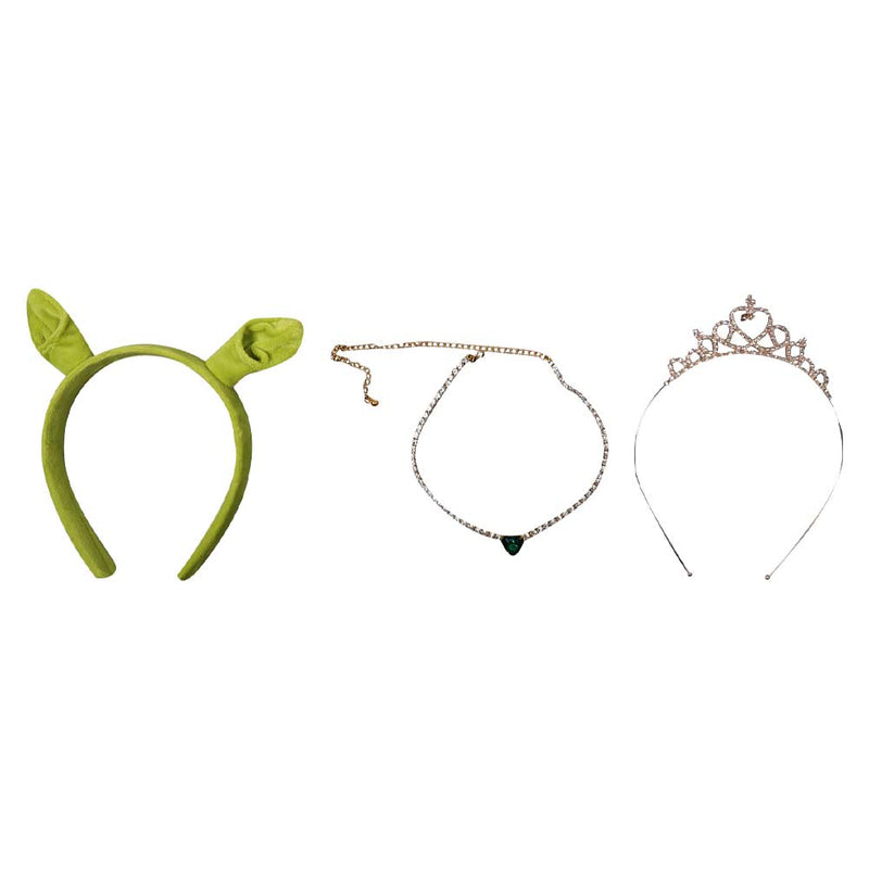 Shrek Movie Fiona Cosplay Headband Necklace Set Halloween Carnival Costume Accessories