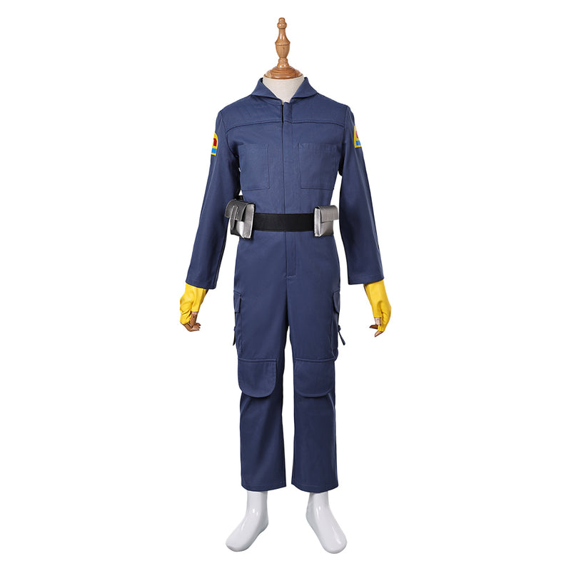 Skeleton Crew 2024 KB Kids Children Blue Jumpsuit Carnival Halloween Cosplay Costume