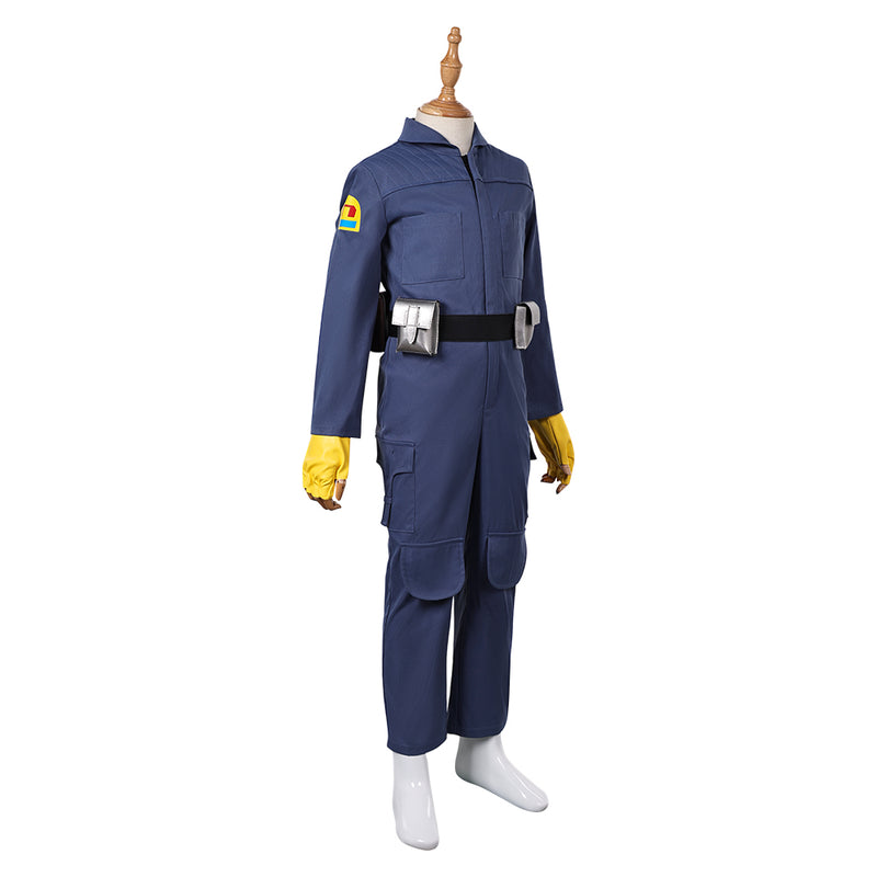 Skeleton Crew 2024 KB Kids Children Blue Jumpsuit Carnival Halloween Cosplay Costume