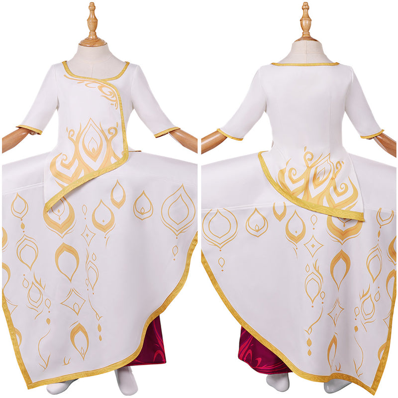 Spellbound (2024) Princess Ellian Kids Children White Dress Carnival Halloween Cosplay Costume