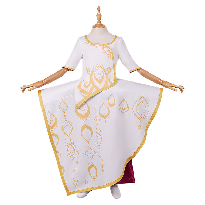 Spellbound (2024) Princess Ellian Kids Children White Dress Carnival Halloween Cosplay Costume