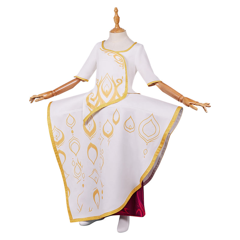 Spellbound (2024) Princess Ellian Kids Children White Dress Carnival Halloween Cosplay Costume