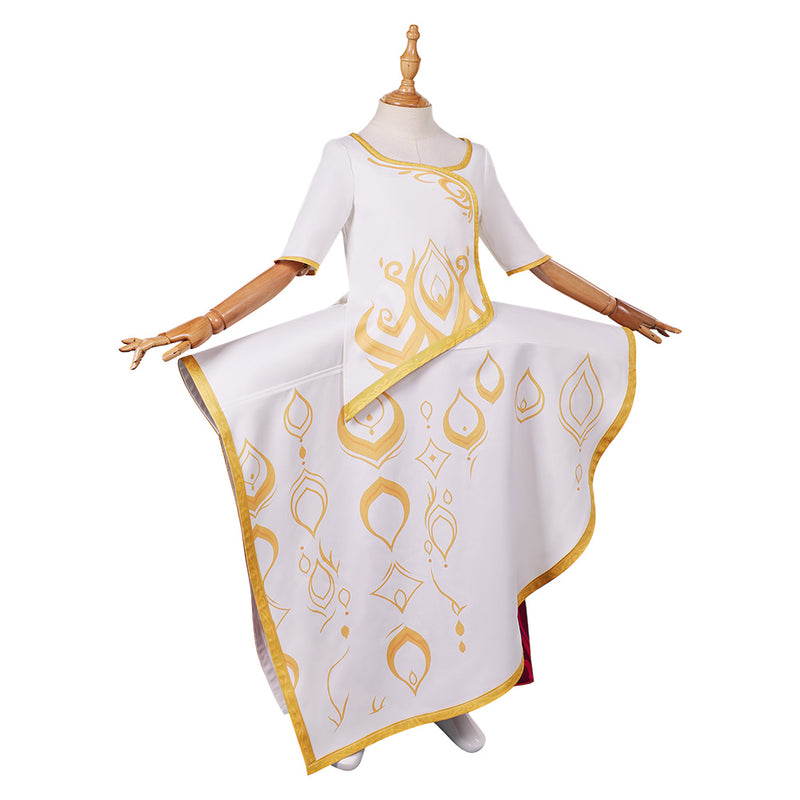 Spellbound (2024) Princess Ellian Kids Children White Dress Carnival Halloween Cosplay Costume