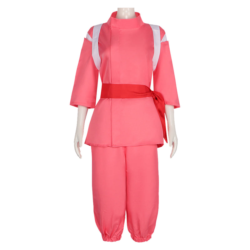 Spirited Away Anime Ogino Chihiro Women Pink Outfit Party Carnival Halloween Cosplay Costume