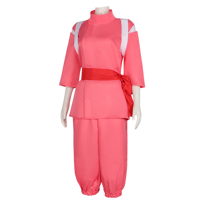 Spirited Away Anime Ogino Chihiro Women Pink Outfit Party Carnival Halloween Cosplay Costume