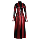 Fate/Stay Night Sakura Matou Women Black And Red Striped Long Dress Cosplay Costume