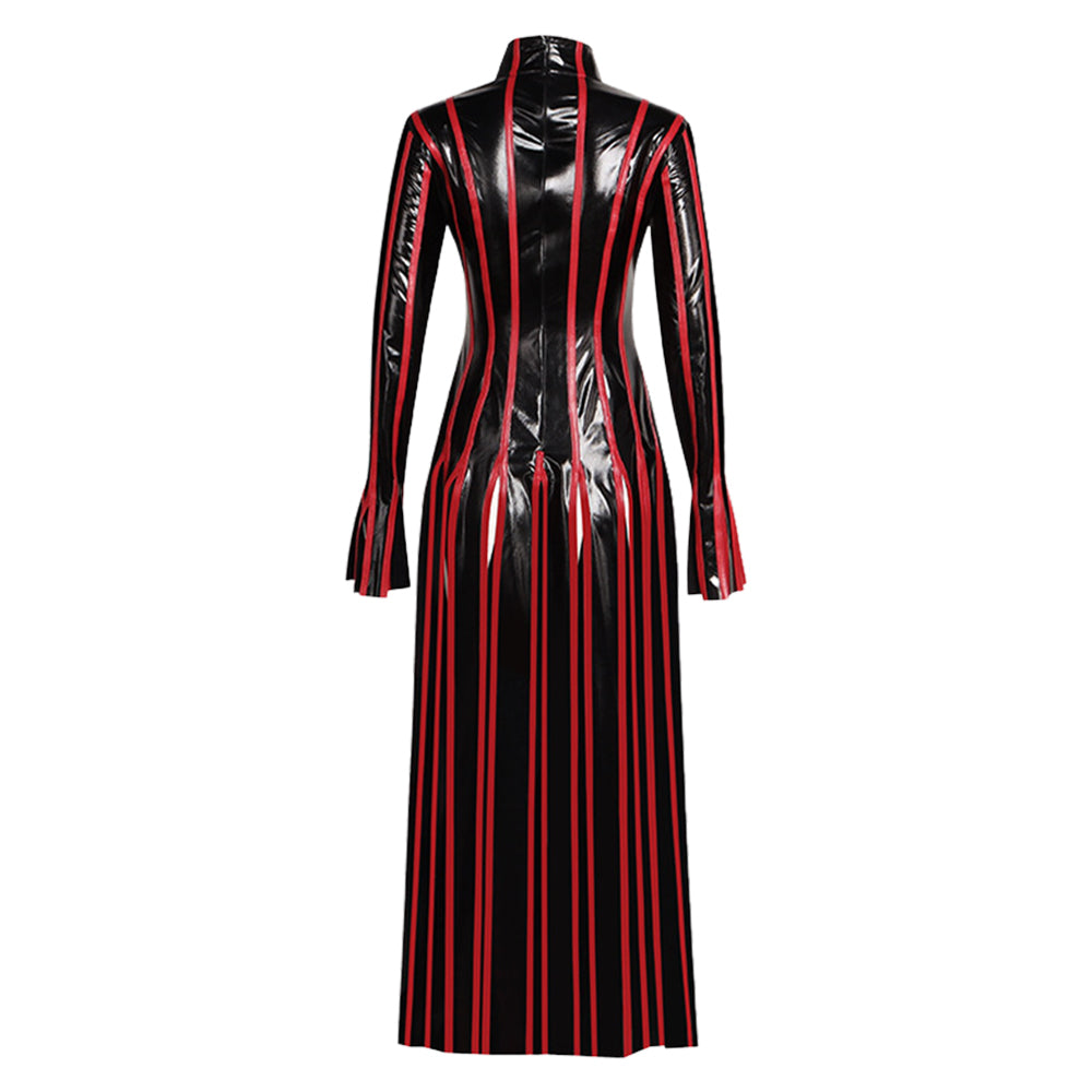 Fate/Stay Night Sakura Matou Women Black And Red Striped Long Dress Cosplay Costume
