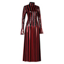 Fate/Stay Night Sakura Matou Women Black And Red Striped Long Dress Cosplay Costume