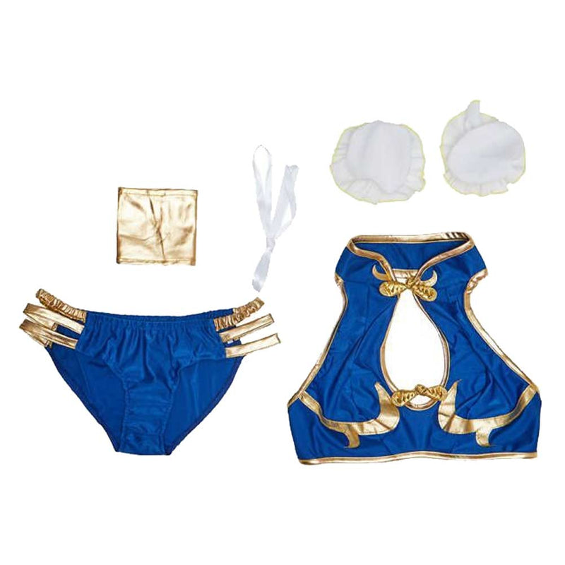 Street Fighter Game Chun Li Women Blue Bikini Set Swimsuit Party Carnival Halloween Cosplay Costume