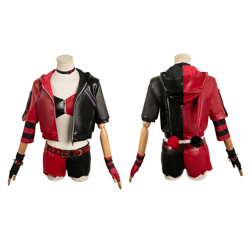 Suicide Squad Isekai 2024 TV Harley Quinn Women Black And Red Full Set Outfit Cosplay Costume