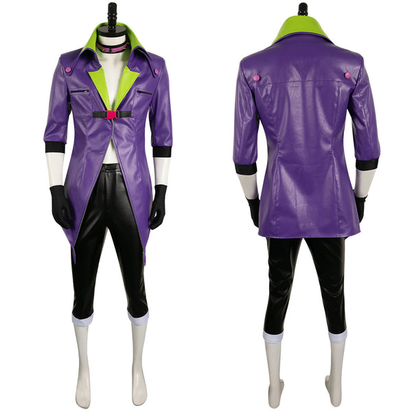 Suicide Squad Isekai 2024 TV Joker Purple Leather Outfit Party Carnival Halloween Cosplay Costume