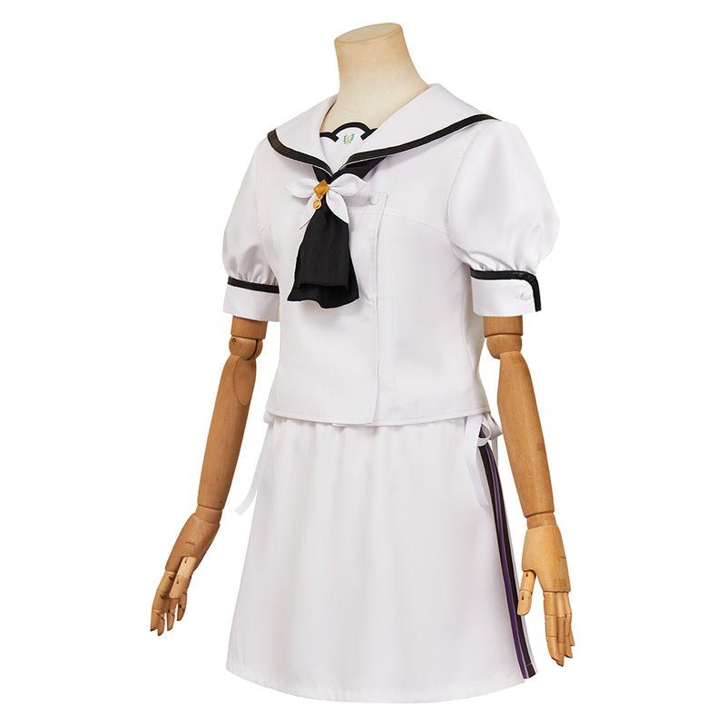 Summer Pockets Shiroha Naruse Women White Dress Carnival Halloween Cosplay Costume