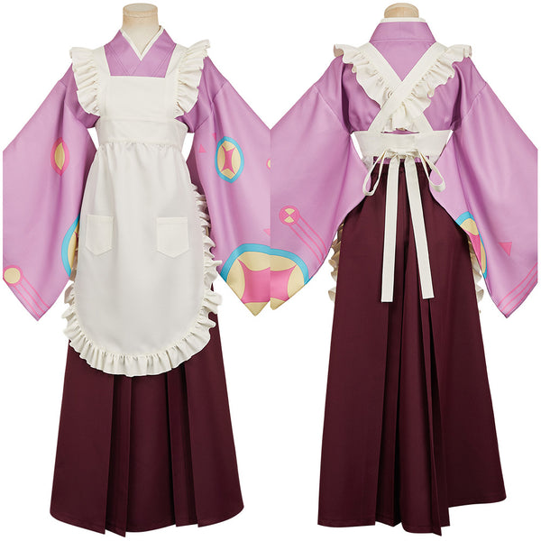 Tasokare Hotel Tsukahara Neko Women Purple Kimono Outfit Carnival Halloween Cosplay Costume