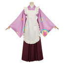 Tasokare Hotel Tsukahara Neko Women Purple Kimono Outfit Carnival Halloween Cosplay Costume