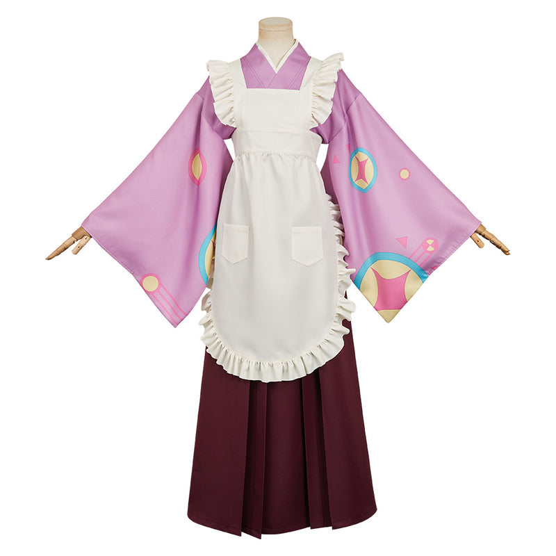 Tasokare Hotel Tsukahara Neko Women Purple Kimono Outfit Carnival Halloween Cosplay Costume