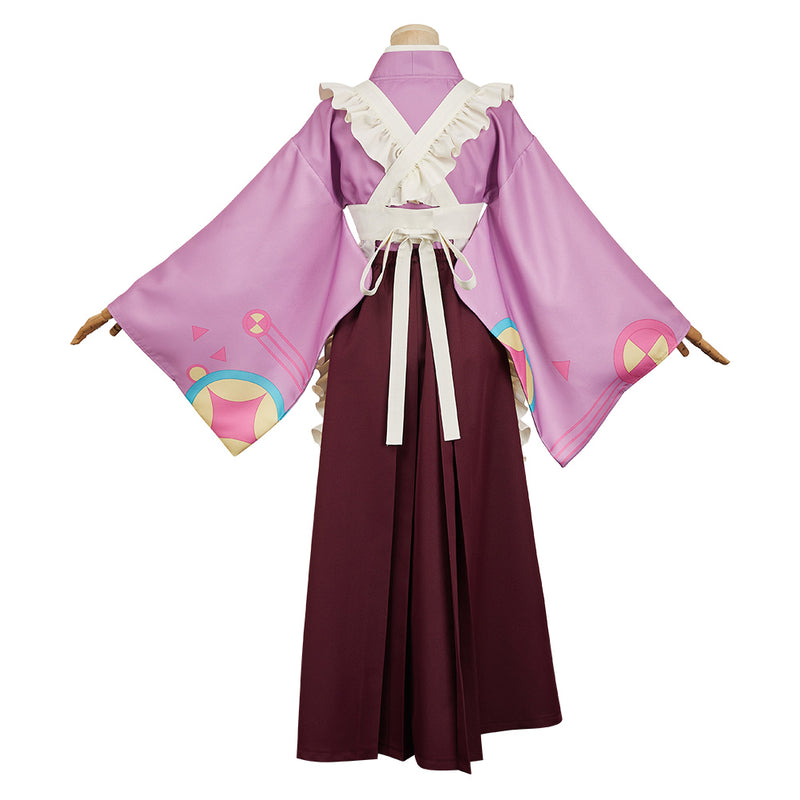 Tasokare Hotel Tsukahara Neko Women Purple Kimono Outfit Carnival Halloween Cosplay Costume