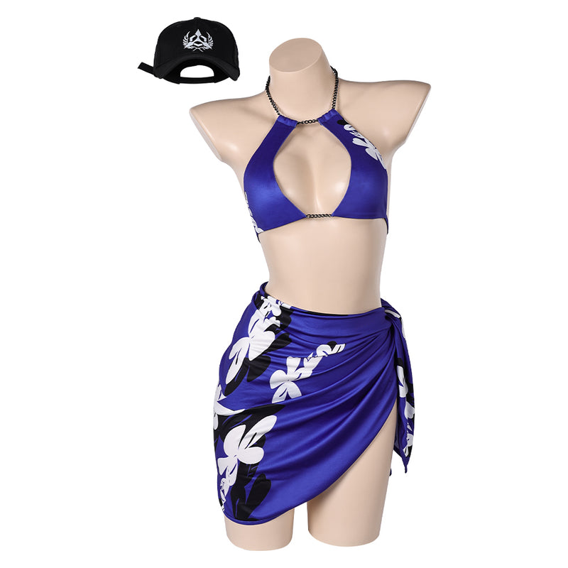 Tekken 8 Reina Women Purple Swimsuit Set Carnival Halloween Cosplay Costume