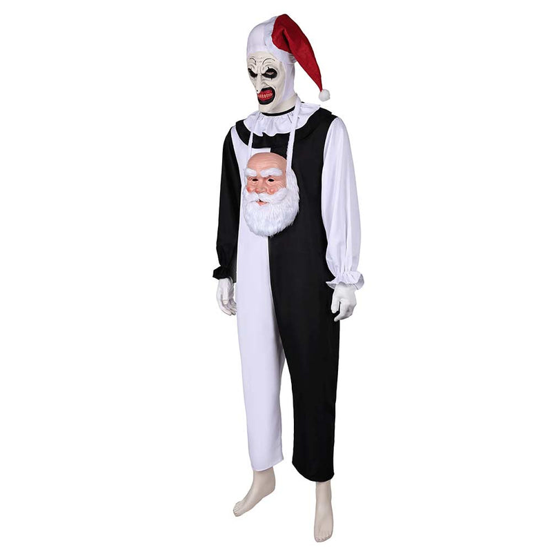 Terrifier 3 (2024) Movie Art the Clown Black And White Jumpsuit With Mask Full Set Cosplay Costume