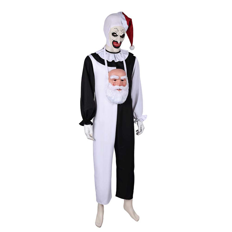 Terrifier 3 (2024) Movie Art the Clown Black And White Jumpsuit With Mask Full Set Cosplay Costume