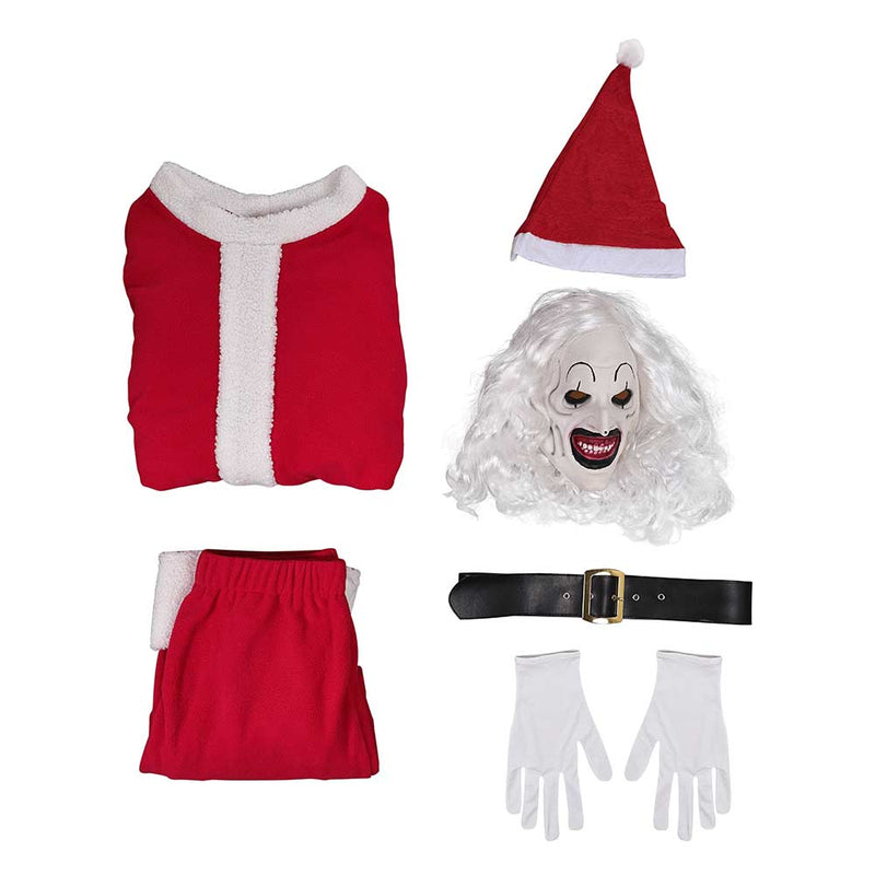 Terrifier 3 (2024) Movie Art the Clown Red Outfit With Mask Full Set Cosplay Costume