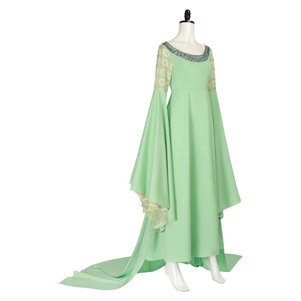 lord of the rings bridesmaid dresses The Arwen Women Green Dress Carnival Halloween Cosplay Costume 30 Plus Size Baby Hobbit weekend Size:16Y+ (40) 102 L 96