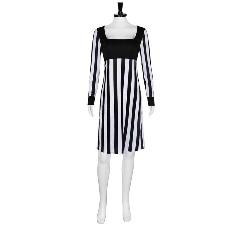 The Mask Movie Tina Carlyle Women Black Striped Dress Party Carnival Halloween Cosplay Costume