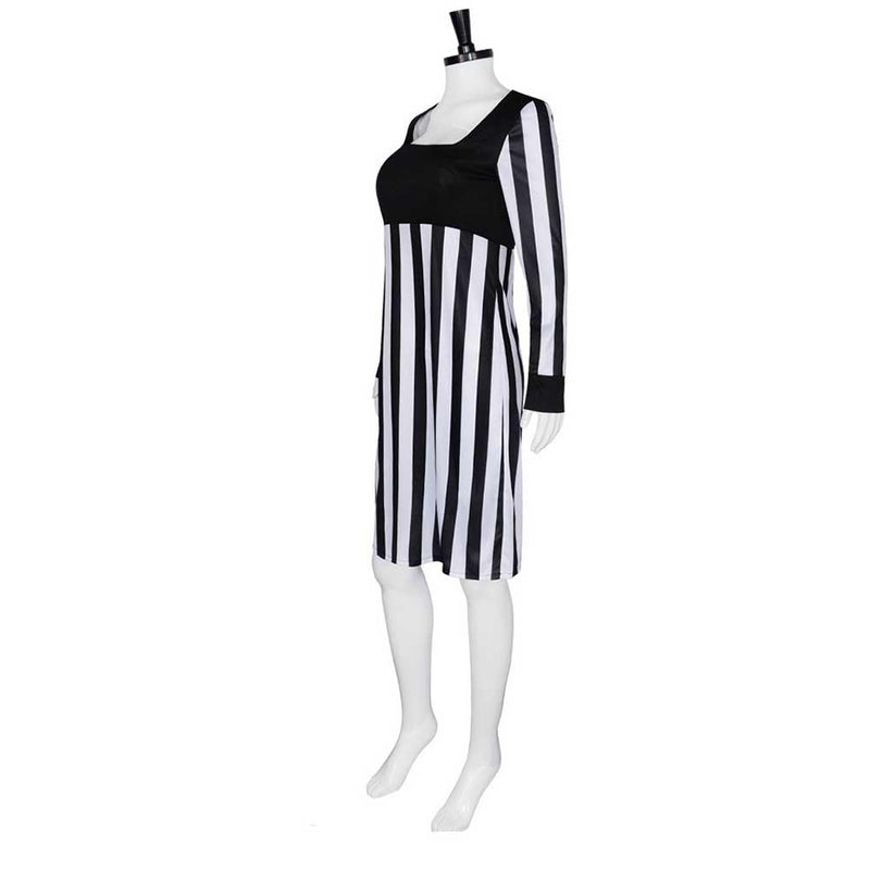 The Mask Movie Tina Carlyle Women Black Striped Dress Party Carnival Halloween Cosplay Costume