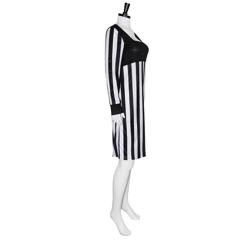 The Mask Movie Tina Carlyle Women Black Striped Dress Party Carnival Halloween Cosplay Costume