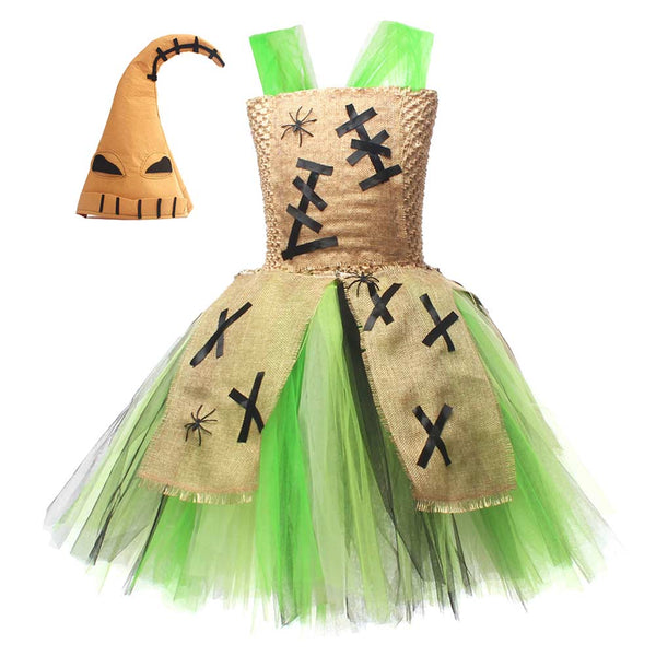 The Nightmare Before Christmas Movie Oogie Boogie Kids Children Green Tutu Dress Cosplay Costume