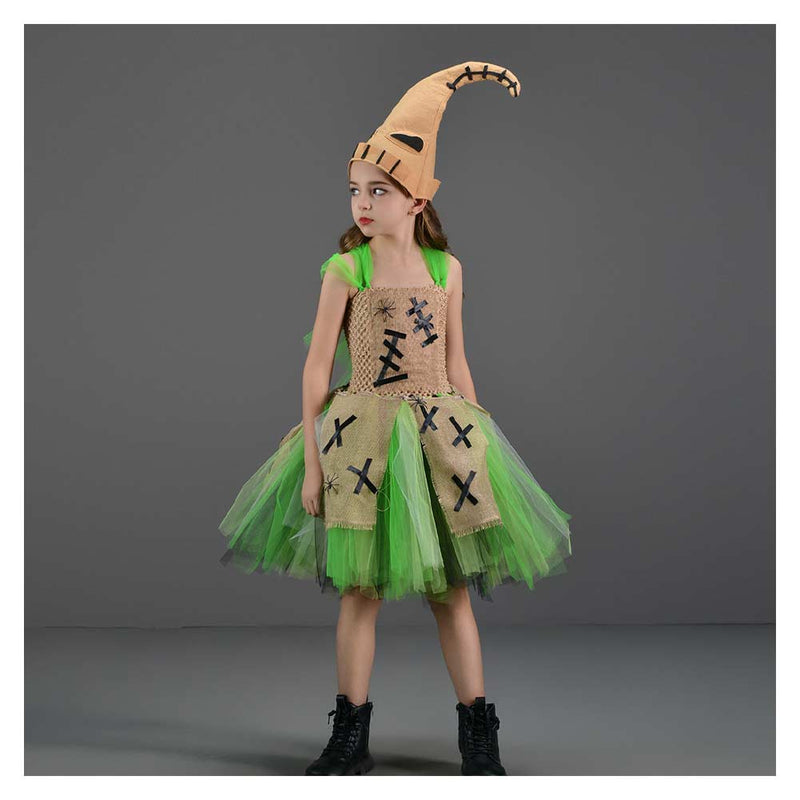 The Nightmare Before Christmas Movie Oogie Boogie Kids Children Green Tutu Dress Cosplay Costume