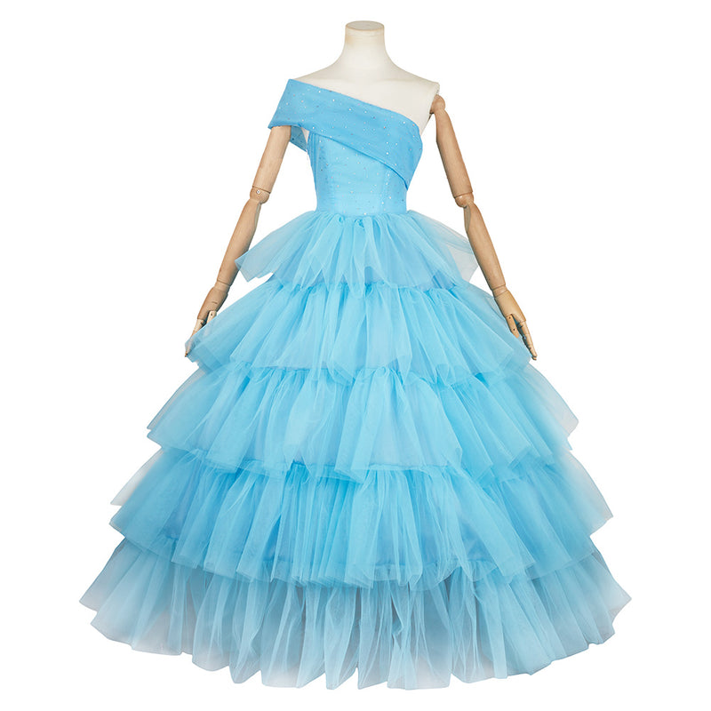 The Substance 2024 Sue Women Blue Dress Carnival Halloween Cosplay Costume The Substance 2024 Sue Women Blue Dress Carnival Halloween Cosplay Costume