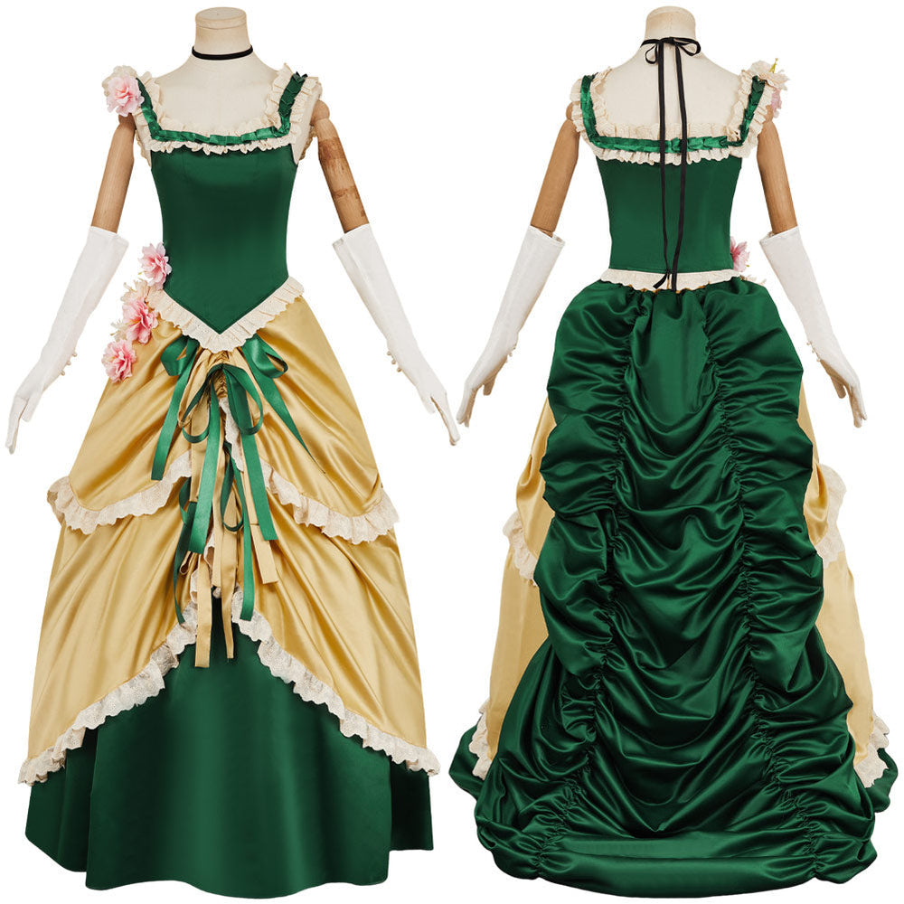 green emerald velvet dress The Ugly Stepsister 2025 Elvira Women Green Dress Carnival Halloween  Cosplay Costume