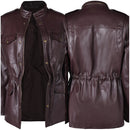 The Walking Dead Carol Peletier Women Brown Leather Coat Carnival Halloween Cosplay Costume