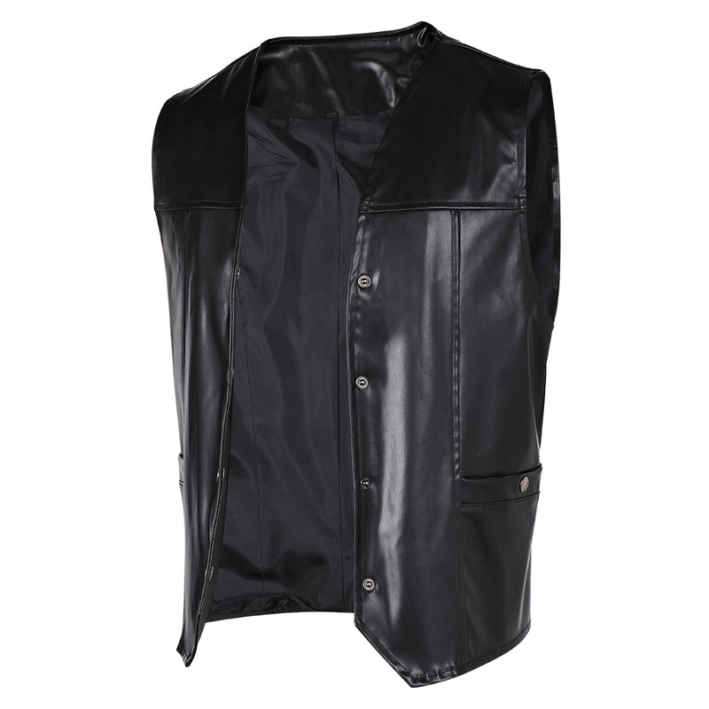 The Walking Dead Daryl Dixon Black Leather Vest Carnival Halloween Cosplay Costume