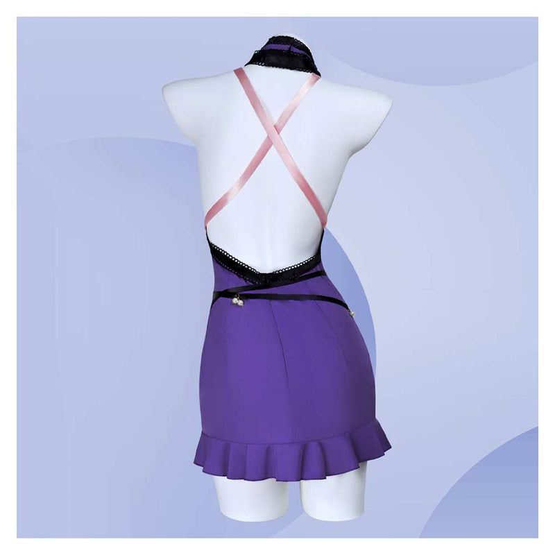 FF7 Tifa Lockhart Purple Dress Outfits Halloween Carnival Party Cosplay Costume