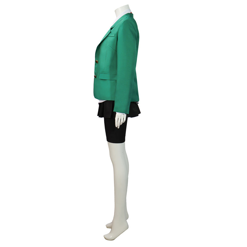 Tomo-chan Is a Girl! Tomo Aizaw Women Green Suit Carnival Halloween Cosplay Costume